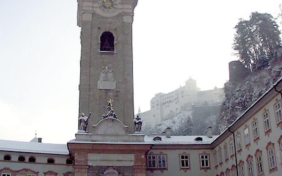 St. Peter’s Church, in front of the Hohensalzburg fortress, was finished around the time that Wolfgang Amadeus Mozart was born. It was reportedly the site for the debut performances of some of his work.