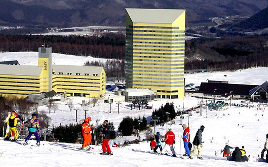 Hotel, ski shops, restaurants and hot baths await skiers using the popular Appi Kogen resort, about a two-hour drive south of Misawa Air Base, Japan.