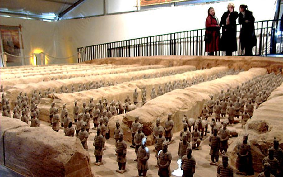 A model depicts the formation of thousands of clay soldiers found in Lintong County, China. The terra cotta army was crafted more than 2,200 years ago for Emperor Qin Shi Huang.
