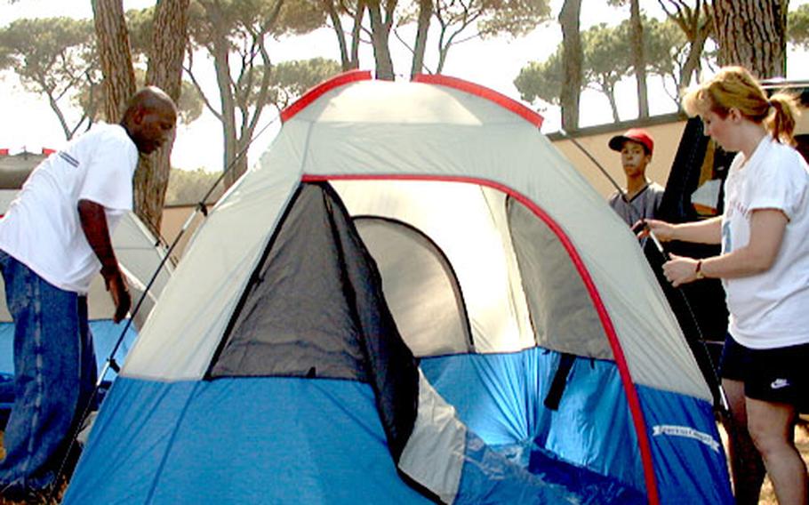 Setting up camp at Darby.