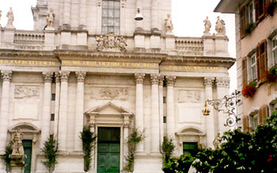 The city of Solothurn with its Baroque cathedral is a good place to take a break from biking and view the architecture.