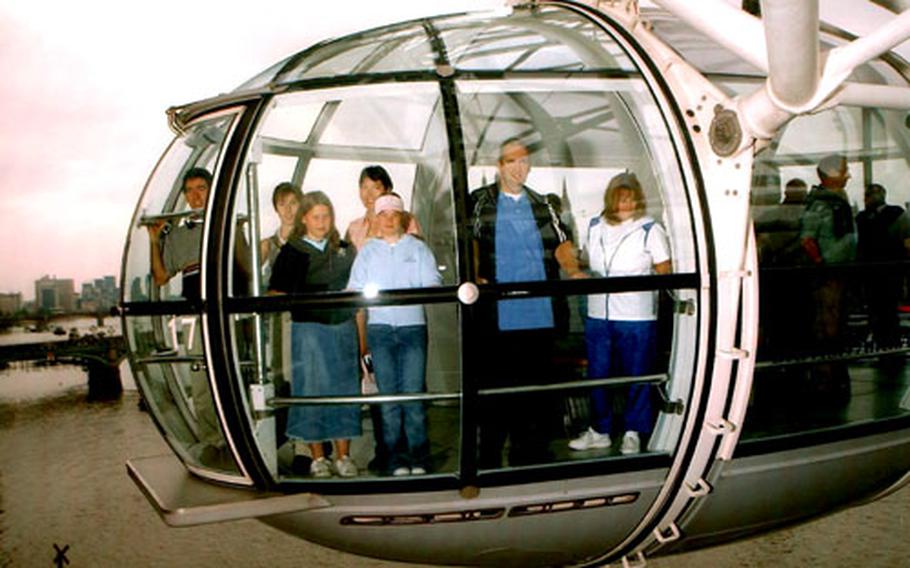 An automatic camera mounted on the Eye near the end of the ride snapped this picture of passengers for a souvenir photo that can be purchased.