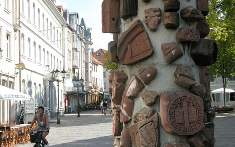 The Spoils Column (die Spoilensaule) in downtown Kaiserslautern is made of up of fragments of old buildings that were destroyed through the centuries.
