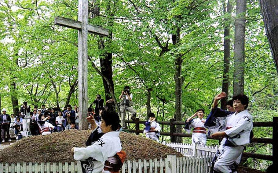 During the first Sunday in June, a small festival featuring singing is staged at the tombs that some say hold the body of Jesus in Shingo, Japan.