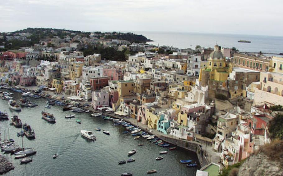 A visit to Marina Corricella, the main port for fishermen on Procida, is like a step back in time. No vehicles are allowed in this area, which has gardens filled with lemon trees. The various pastel houses have arches unique to the island’s architecture.