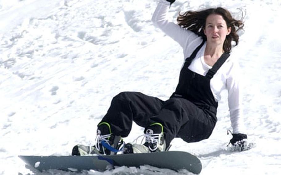 Learning to snowboard or ski means taking a fall or two on the cold, wet snow.