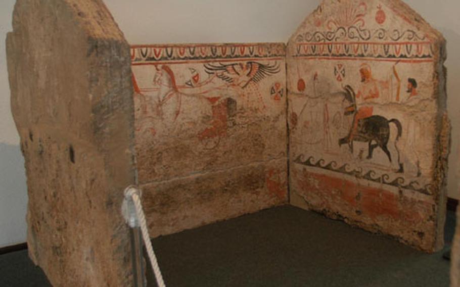 About a dozen frescoed burial crypts can be seen in the Paestum museum. Archaeologists in the area have found Greek, Roman and Etruscan tombs.