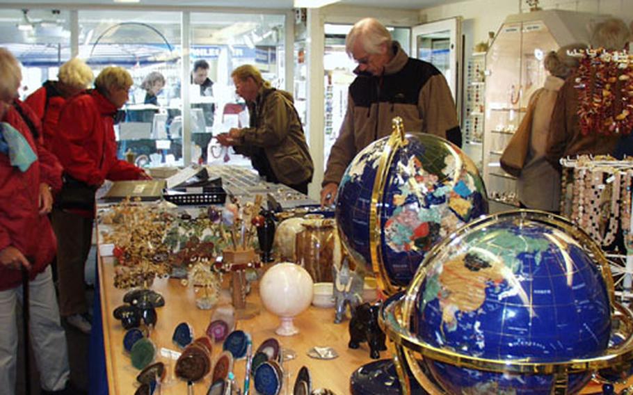 Some 1 million shoppers from around Europe and the rest of the world visit Idar-Oberstein to buy semi-precious stones, ornamental rocks and souvenirs every year. The town is about 15 minutes northwest of Baumholder, Germany.