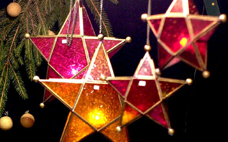 Glass stars are among the things you can buy at the Village de Noël in Liège.