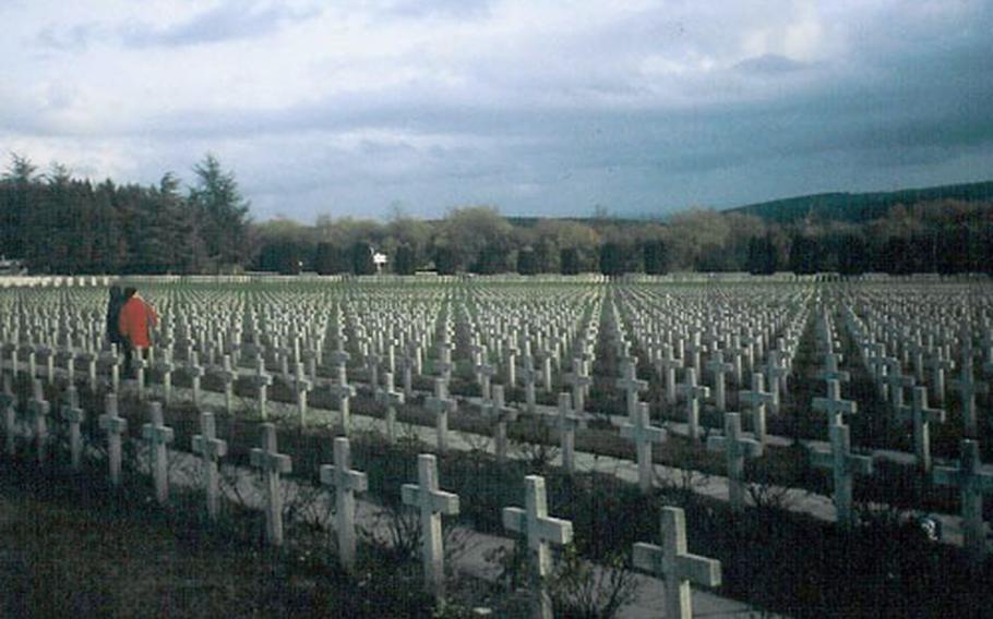 Visitors to the Douamont Ossuary and Cemetery outside Verdun, France, can walk through the rows of gravemarkers.
