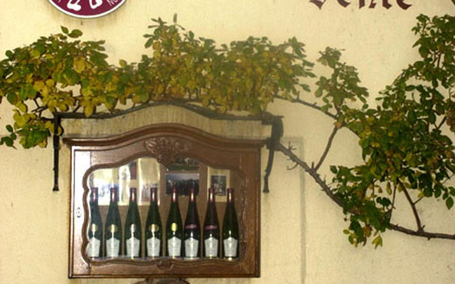 A common sight all around France — a vintner’s bottles and a sign reading “vin eleve and mis en boutille par le vigneron recoltant.” Literally, the grapes are raised and the wine bottled by the vintner who harvests them. Here, you can taste the wines and even get a room for the night.