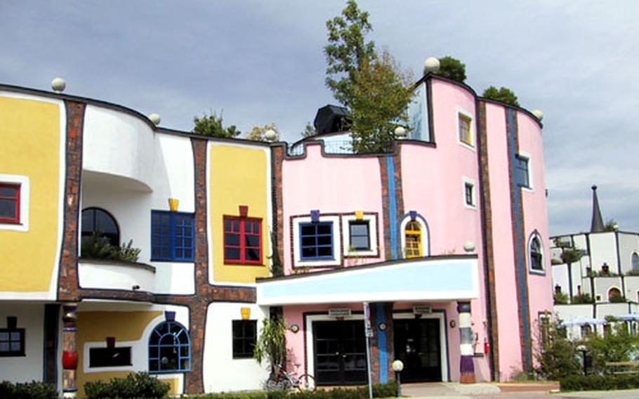 The unique architecture of the Rogner Bad Blumau Hotel & Spa includes unusual wavy lines and playful color combinations.