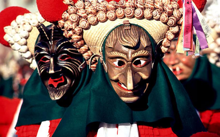 Fools dressed in red are the main stars of the Schuttignarren in Elzach, Germany, on the Sunday before Ash Wednesday.