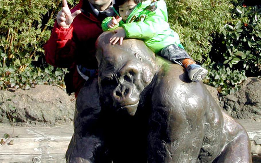 Gorillas are popular even in statue form at the Ueno Zoo.