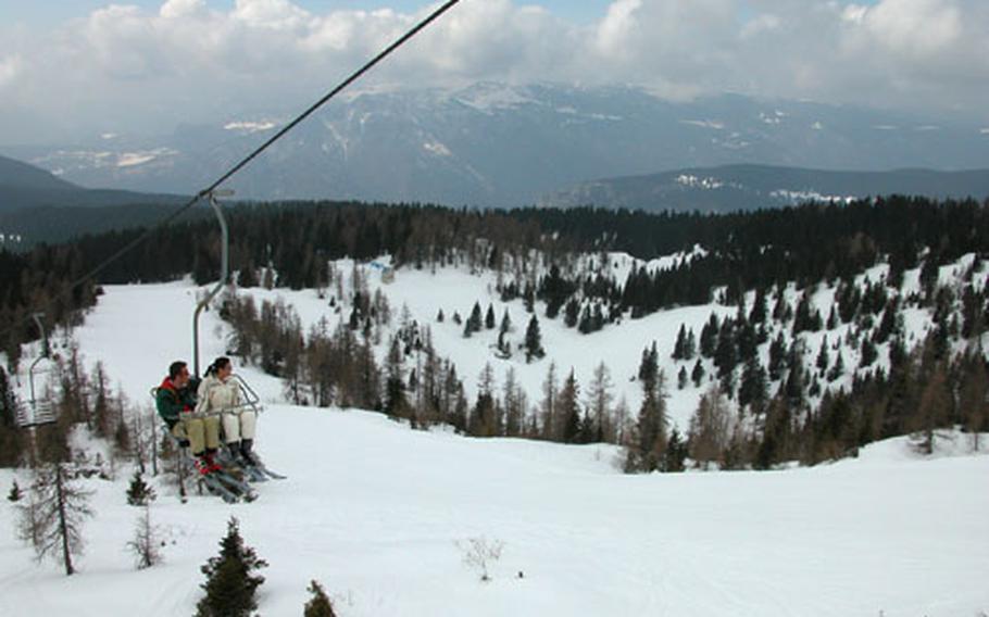 Chairlift rides are available year-round, including this one at the Verena ski hill. Elevation at the top of this hill is 6,627 feet. After the snow melts, hikers can catch a ride to the top and hike to the bottom.