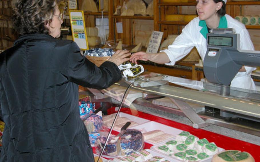 The grocery store on the edge of Asiago village sells local cheeses, sausages, honey and, of course, wine and pasta.