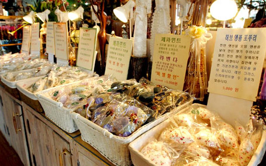 Visitors to Herb Island can purchase bags of potpourri made from herbs raised in the area.