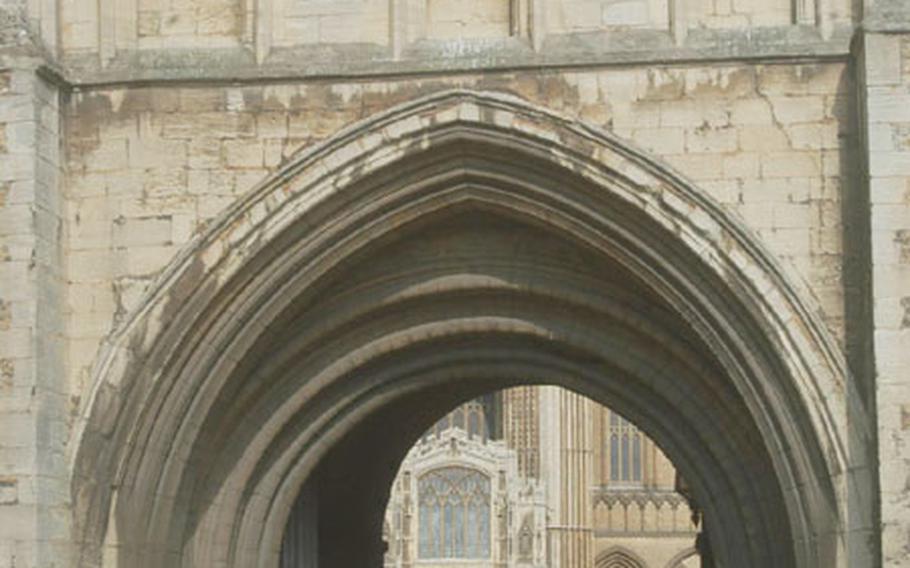 A medieval arch has welcomed pilgrims for centuries to the Peterborough Cathedral in England.