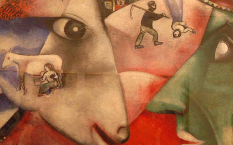 A close-up of Marc Chagall&#39;s "I and the Village" on display at the MoMA show in Berlin. Works from New York&#39;s Museum of Modern Art will be on display at the Neue Nationalgalerie until September 19.