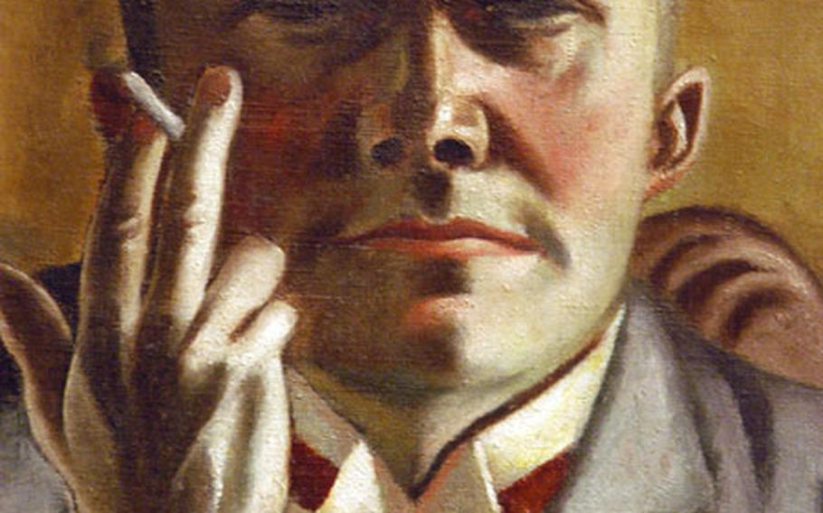 A close-up of Max Beckmann&#39;s "Self-portrait with a Cigarette" from 1923. It is one of the works from New York&#39;s Museum of Modern Art on display at the Neue Nationalgalerie in Berlin until September 19.