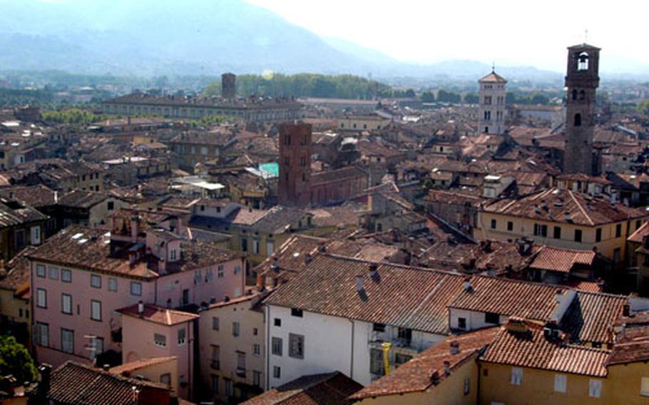 The walled city of Lucca is only about a 20-minute drive from Pisa and less than an hour from Florence.