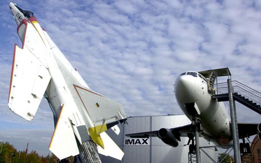 Dozens of planes "flying" skyward around the Speyer Technik Museum, courtesy of steel mounts, give the sensation of motion everywhere you look.
