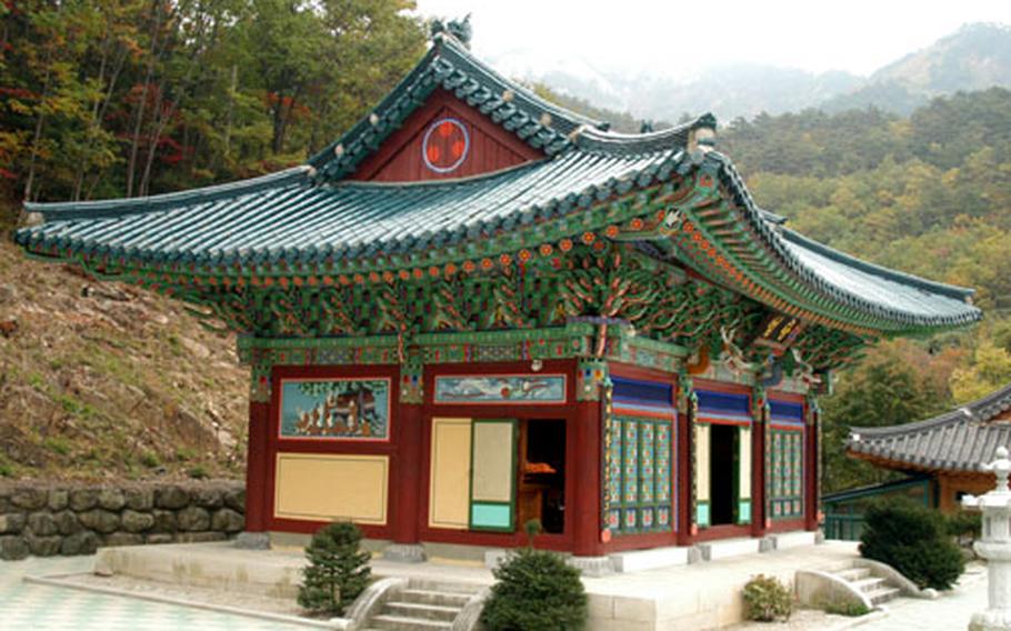 Exquisitely painted Buddhist temples blend with the park’s natural beauty.