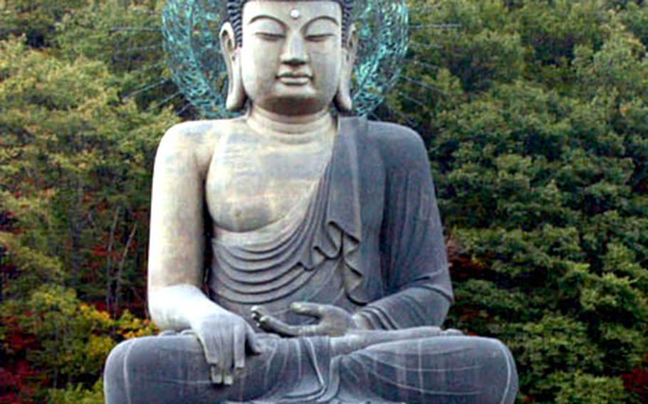 One of the most distinctive man-made structures in Soraksan National Park in South Korea is this large Buddha, near the entrance.