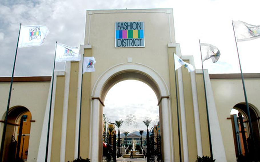 Bright colors give Fashion District outlet mall near Valmontone a Disneyland-like look. The mall has 87 stores and more on the way with another wing that&#39;s under construction.