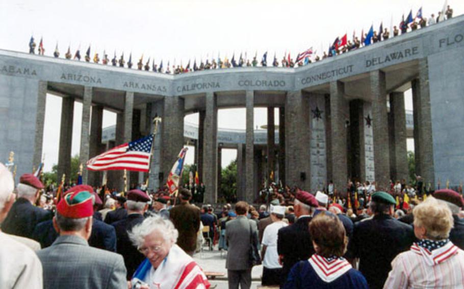 Memorial Day ceremonies at the Mardasson Memorial in Bastogne, Belgium, a city that played a pivotal role in the Battle of the Bulge.