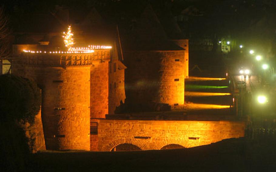 Jerusalem Gate guards the entrance to the old town and the Christmas market of Büdingen.
