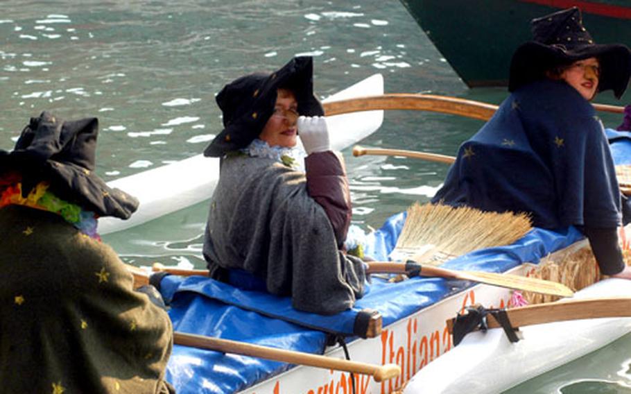 In some tales, witches aren&#39;t fond of water. But there were dozens of them paddling around the Grand Canal in Venice on Thursday during the La Befana festival. The event, entering its third decade in the city, features costumed witches on watercraft, a race and some goodies for the kids.