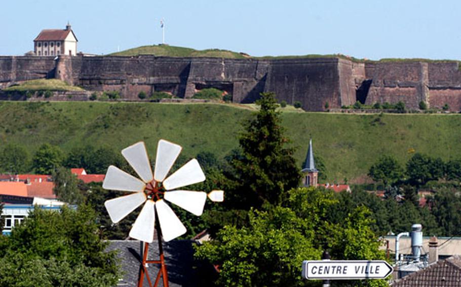 The Citadelle, one of the mightiest fortresses of France, dominates the town of Bitche in eastern Lorraine.