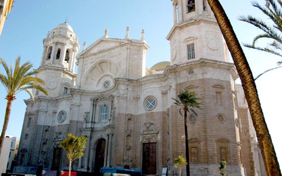 The striking cathedral of Cadiz is one of the landmarks of the city.