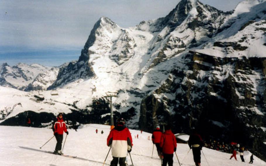 The Jungfrau ski region with the slopes of Grindelwald, Wengen and Mürren offers 120 miles of prepared runs.