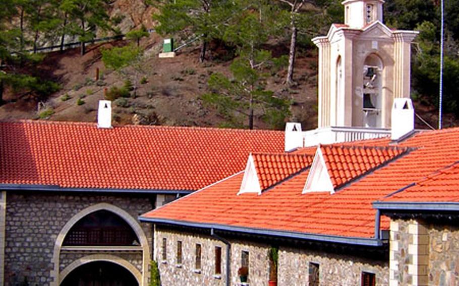 Kykkos Monastery in the Troödos Mountains was built in the early to mid-19th century near the cave where the hermit who led to the creation of the monastery lived.