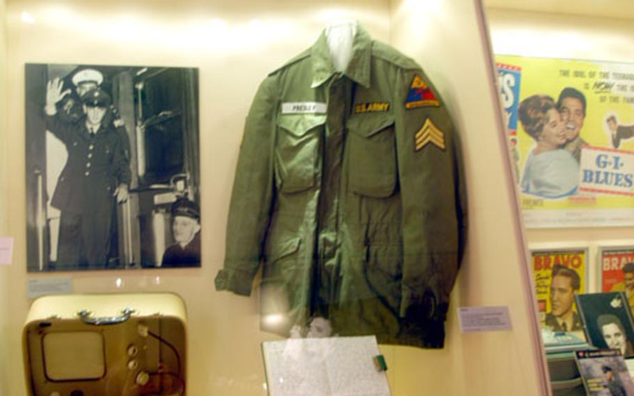 Sgt. Elvis Presley&#39;s old Army jacket is on display at the "Elvis in Deutschland" exhibit.