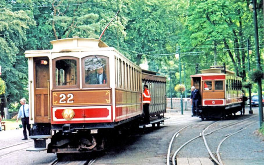 The Manx Electric Railway runs on a double track at Laxey.