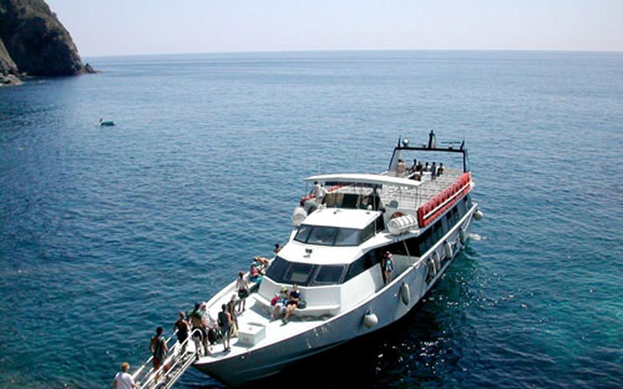 Boat service connects the towns in the Cinque Terre and provides spectacular views along the Ligurian Coast.
