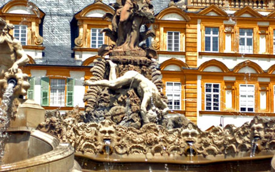 This elaborate fountain, with Seehof Palace in the background, springs to life at the top of every hour from 10 a.m. to 5 p.m. from May to October.