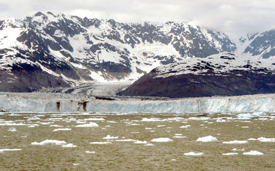 A view of Columbia Glacier from about three miles out. The glacier has greatly receded in the past several years, and the ice floes made it too dangerous for the Glacier Spirit to get much closer.