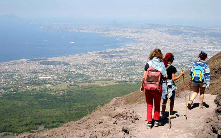 From Mount Vesuvius, a panorama of the city of Naples, Italy.