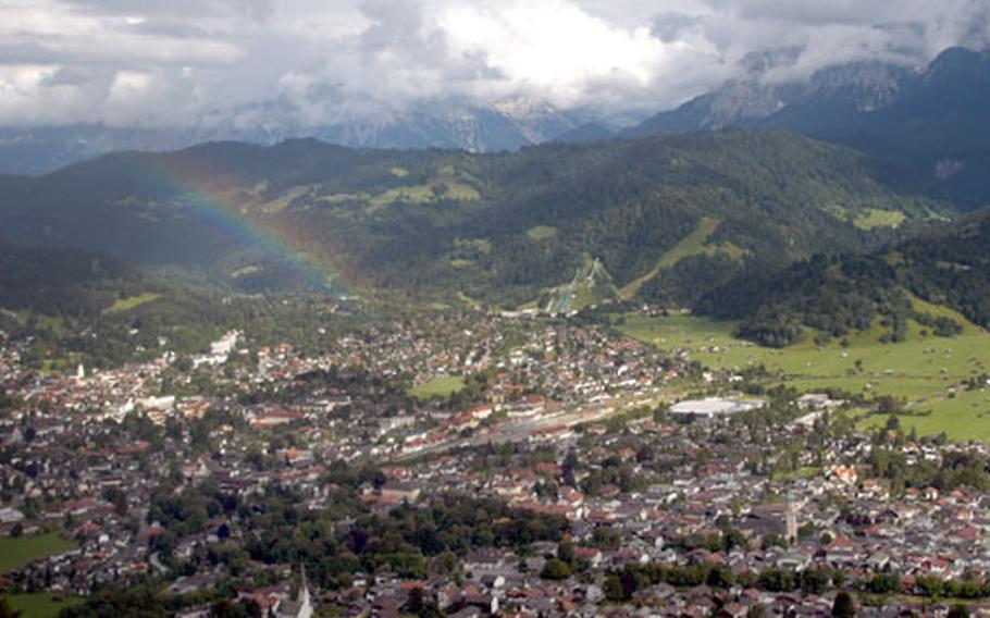 Garmisch and surrounding cities can be seen from the “halfway house” along the hike up Kramer Mountain.