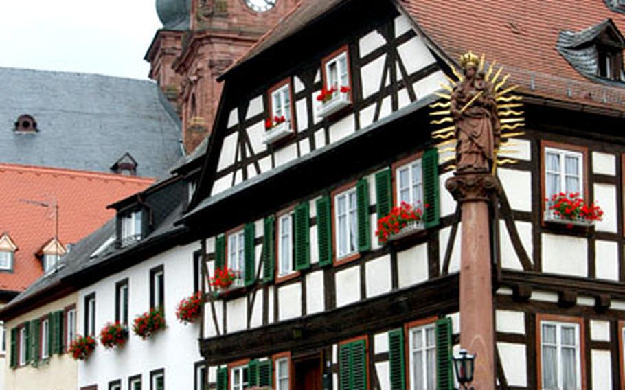 Amorbach’s marketplace, with St. Gangolf church in the background.