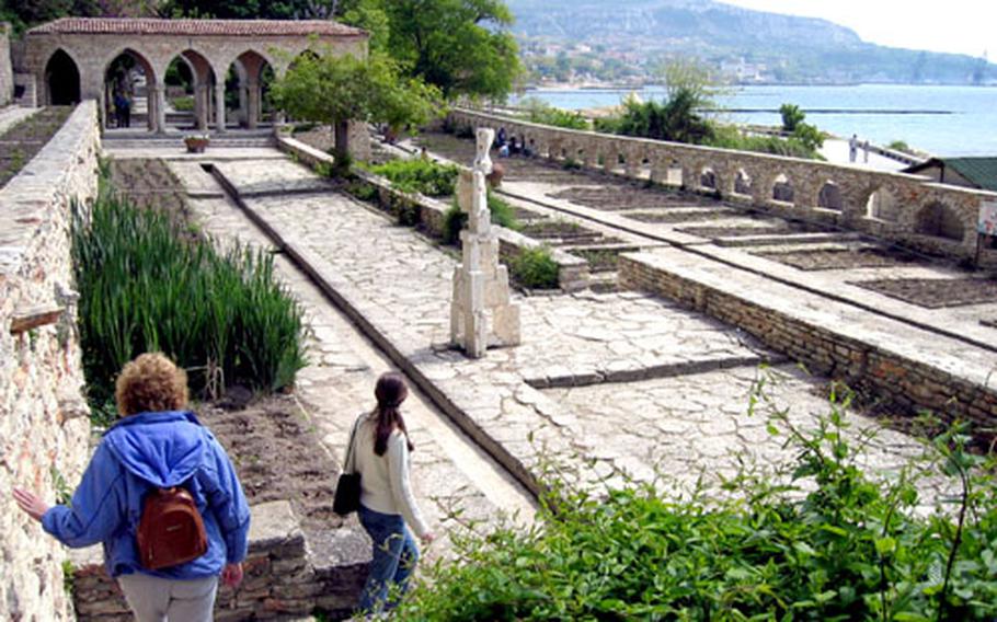 The Black Sea resort of Balchik offers not only the beach and sea, but also the summer palace and botanic gardens of Romanian Queen Marie, who ruled in the early 1900s. Above are the palace grounds. Below, colorful pottery from Sofia’s open-air market.