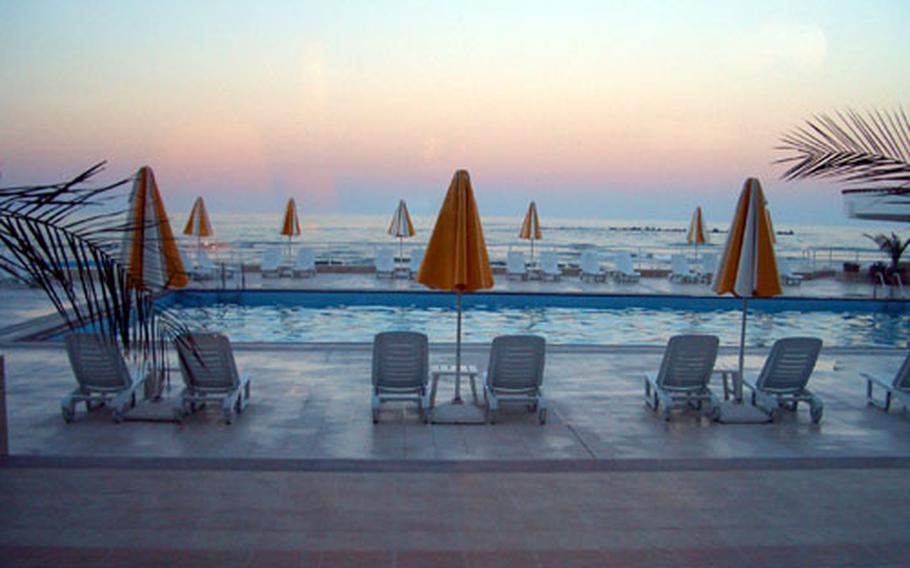 A look outside one of Constanta’s many plush hotels offers an enticing view of the horizon.