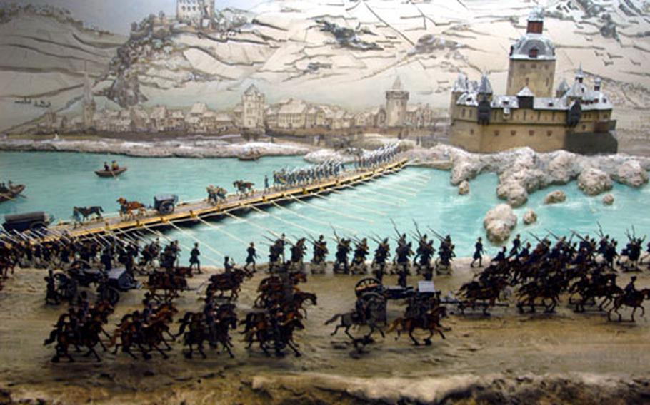 A Blücher Museum using tin soldiers shows the Rhine River crossing of Field Marshal Gebhard Leberecht von Blücher and his 3rd Silesian army.