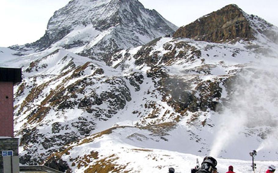 Snow-making equipment is plentiful at Zermatt, filling in when Mother Nature doesn't oblige.
