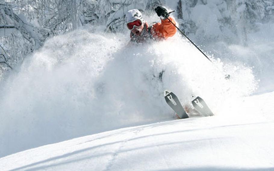 Trevor Meldrum tears up the legendary powder on the slopes surrounding the Edelweiss Lodge and Resort in Garmisch, Germany.