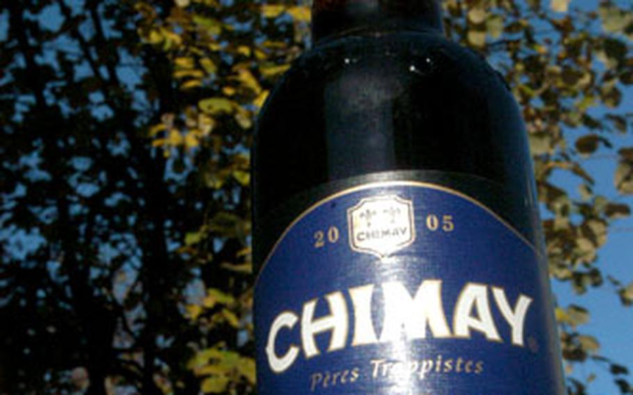 Chimay Blue is the most popular of the three beers brewed by monks at the Abbaye Notre-Dame de Scourmont in Chimay, Belguim.